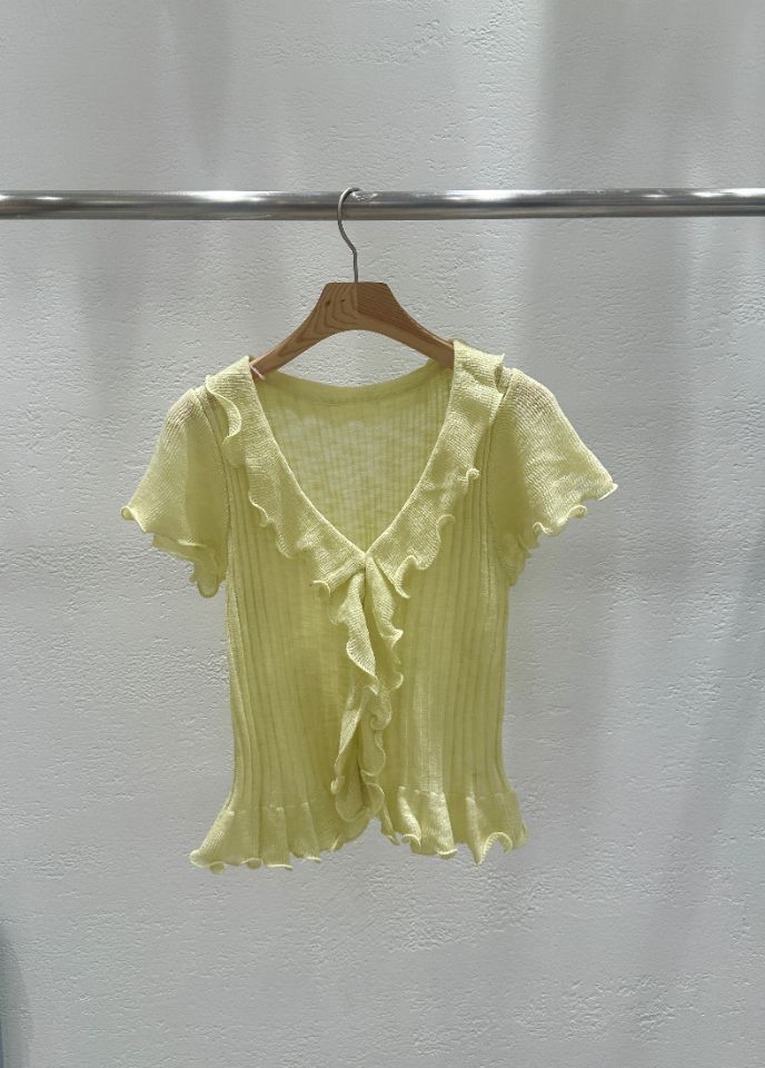 CRONG韓國代購女裝新款真品職業推薦休閑人氣針織衫荷葉邊CRONG針織衫圖色2