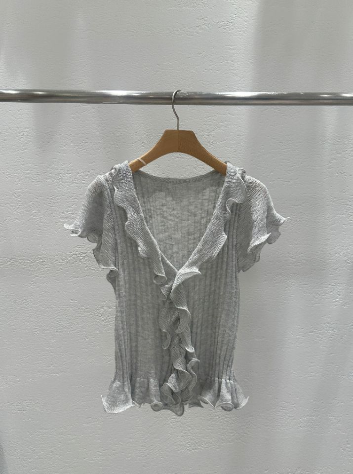 CRONG韓國代購女裝新款真品職業推薦休閑人氣針織衫荷葉邊CRONG針織衫圖色4