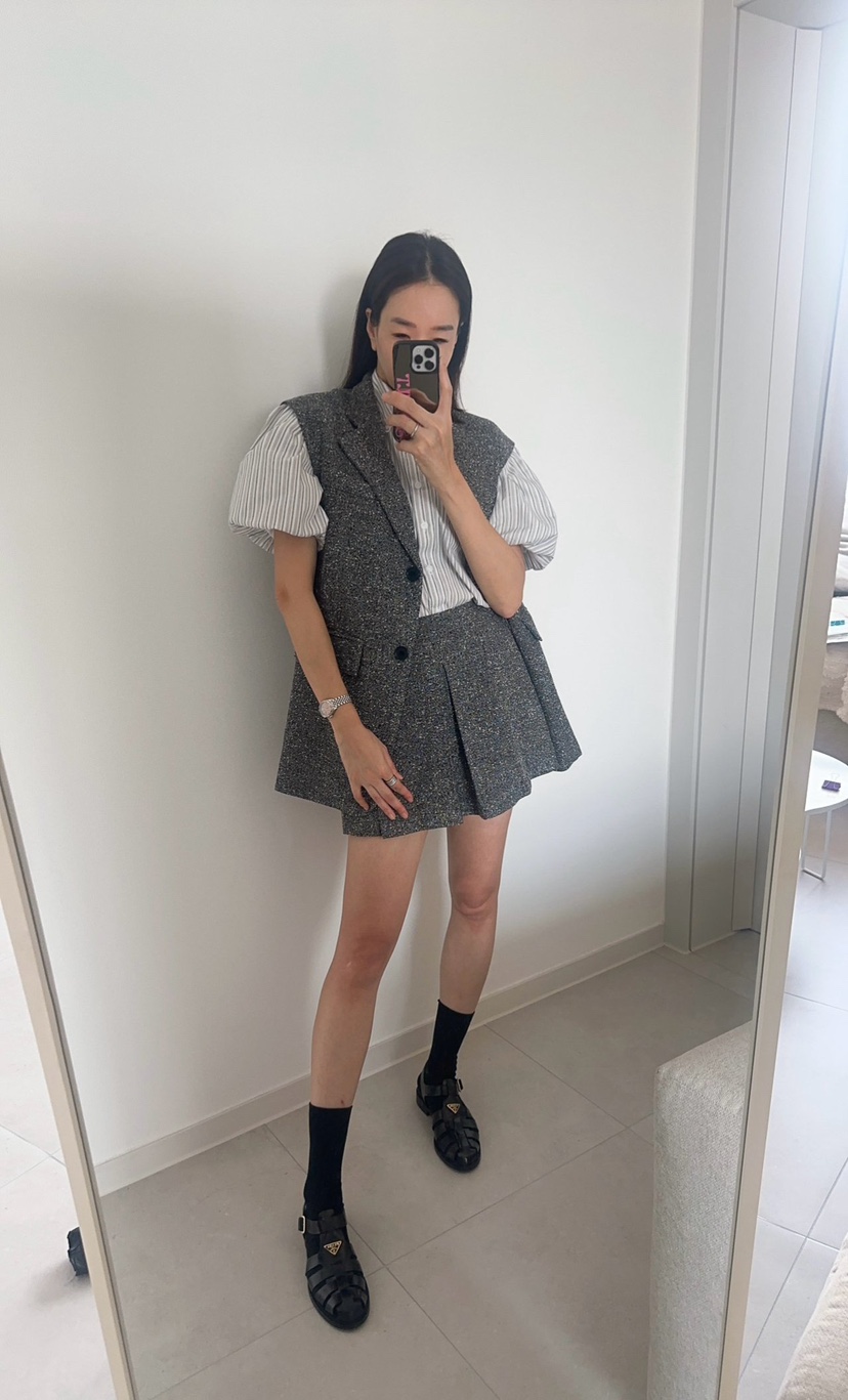 SOUIT韓國代購女裝新款推薦時尚真品休閑26春夏人氣裙褲花呢SOUIT by mabel-L裙褲