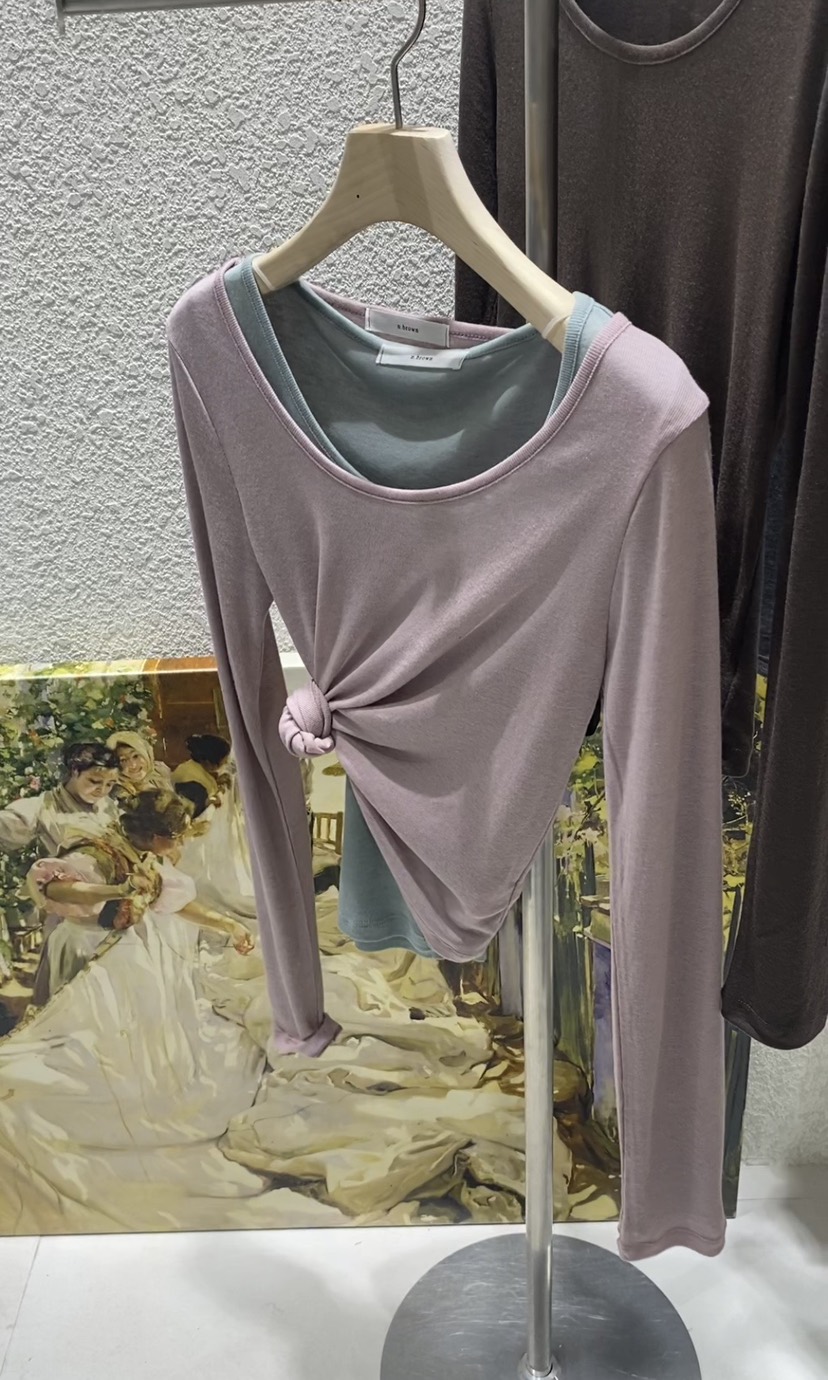 N BROWN東大門實拍女士新款人氣真品長袖T恤不含內搭天絲N BROWN長袖T恤圖色2