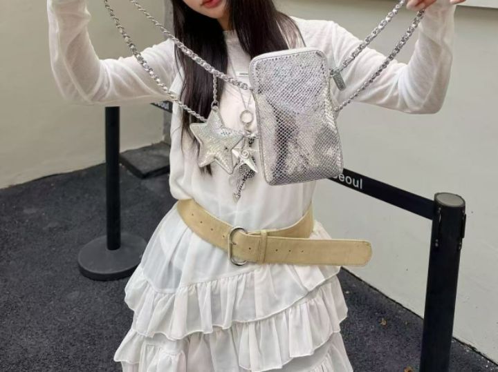 TROUVAILLE韓國直郵女裝新品休閑熱賣單肩斜跨包含飾品羊皮TROUVAILLE單肩/斜跨包