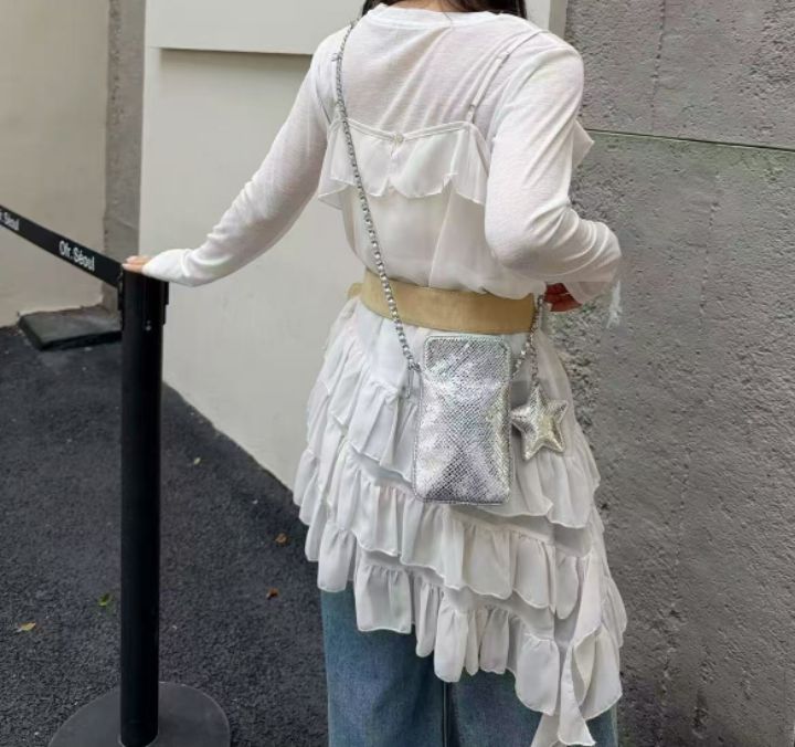 TROUVAILLE韓國直郵女裝新品休閑熱賣單肩斜跨包含飾品羊皮TROUVAILLE單肩/斜跨包