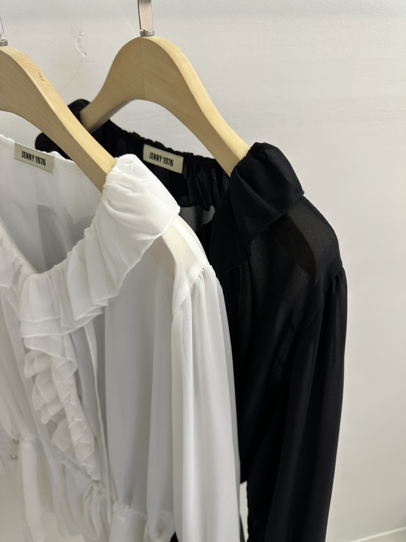 JENNY 1976東大門代購女士新款職業推薦時尚長袖T恤荷葉邊JENNY 1976長袖T恤