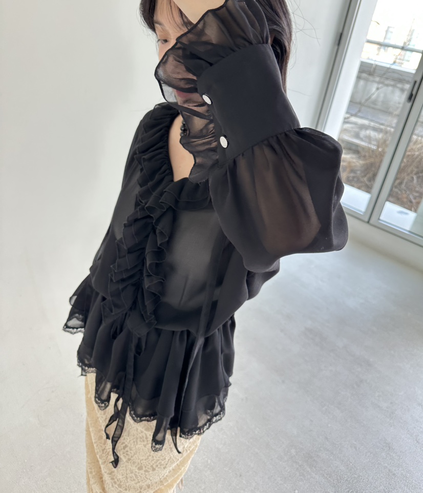 JENNY 1976東大門代購女士新款職業推薦時尚長袖T恤荷葉邊JENNY 1976長袖T恤