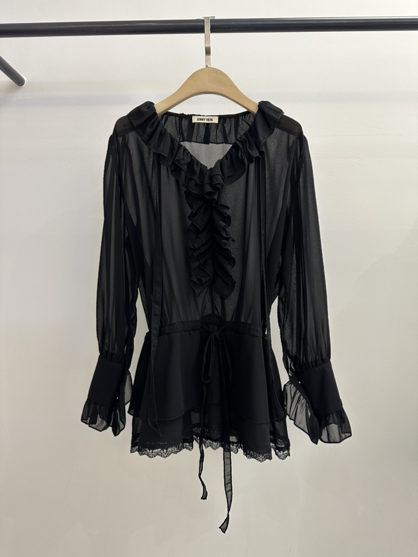 JENNY 1976東大門代購女士新款職業推薦時尚長袖T恤荷葉邊JENNY 1976長袖T恤圖色2