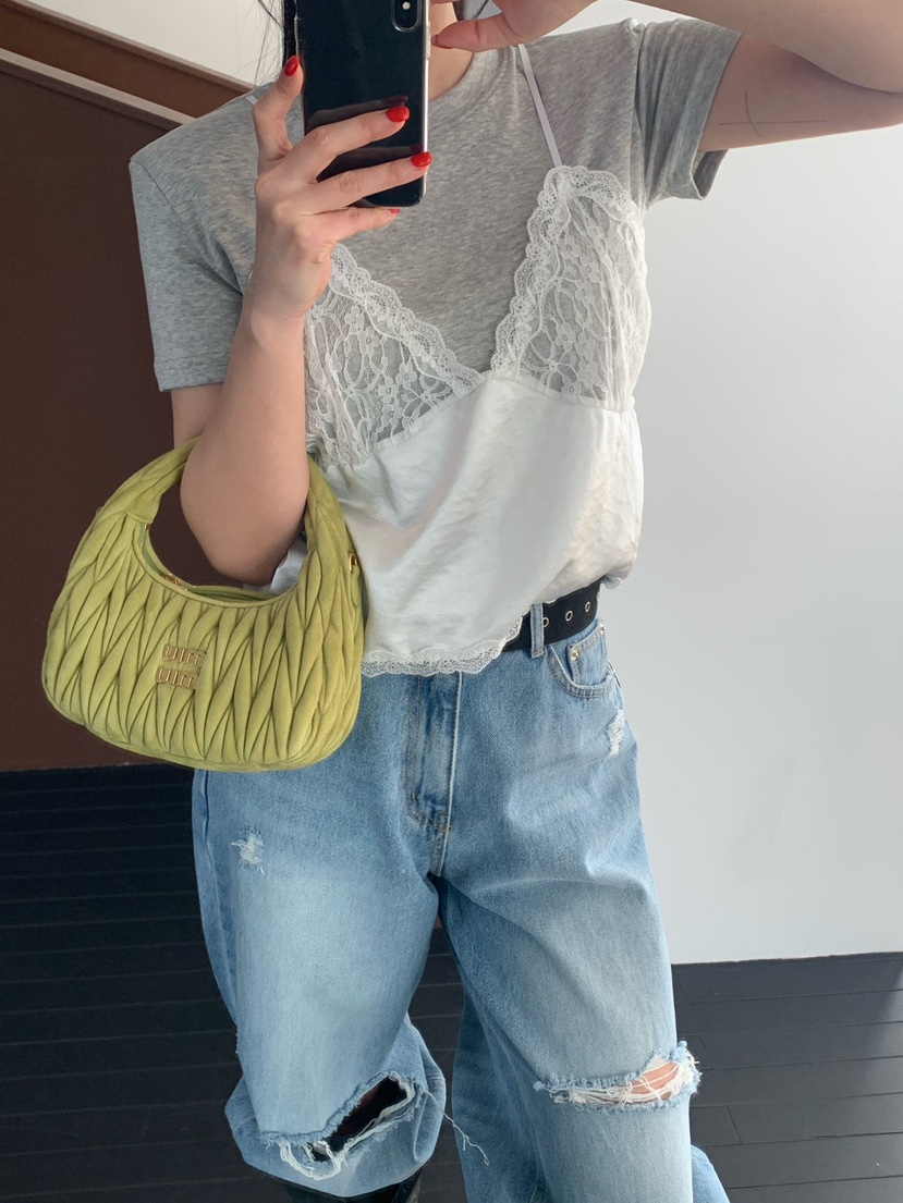 REVE CITE-L東大門代購女裝新款26春夏熱賣T恤假兩件蕾絲REVE CITE-LT恤