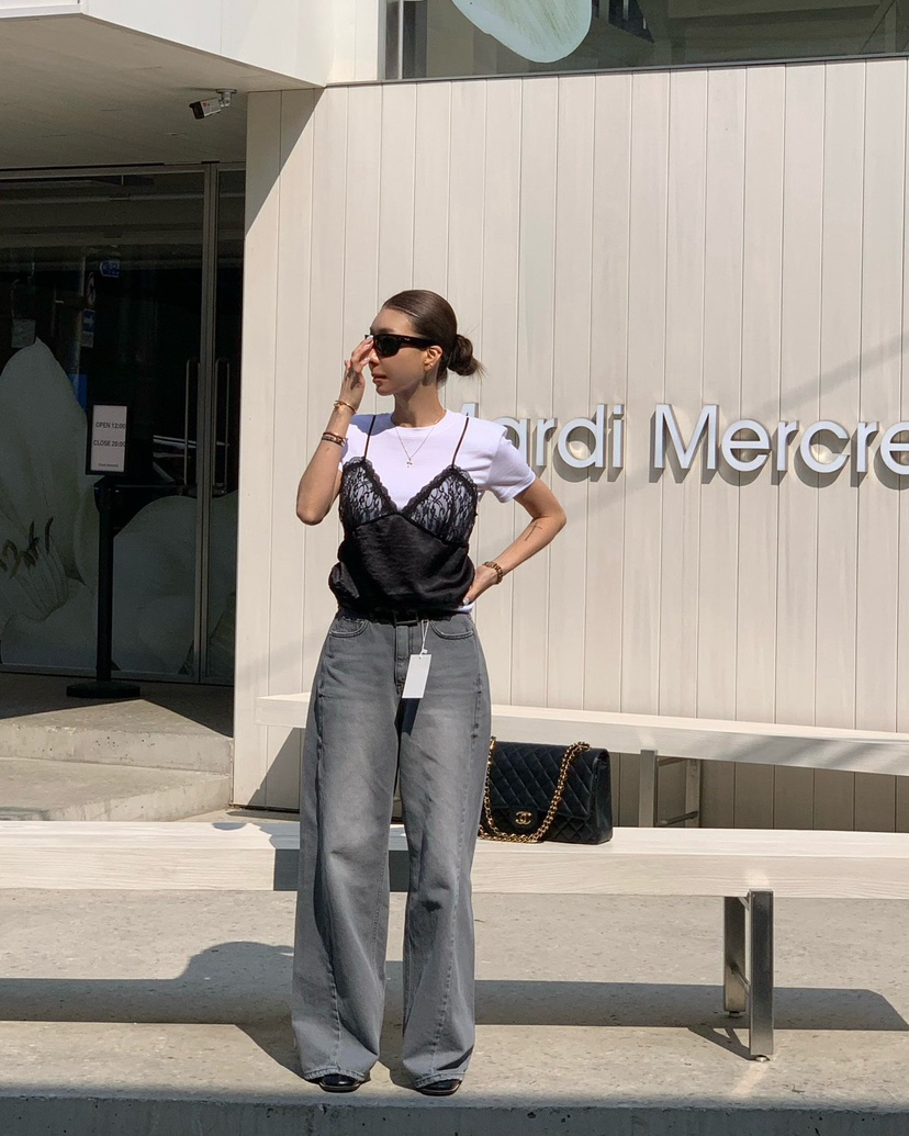 REVE CITE-L東大門代購女裝新款26春夏熱賣T恤假兩件蕾絲REVE CITE-LT恤