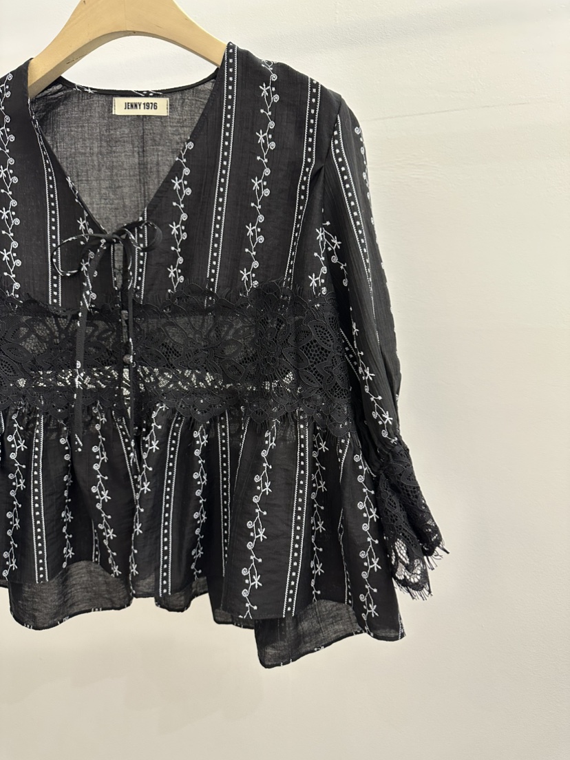JENNY 1976韓國代購女裝新款職業休閑人氣襯衫蕾絲衫刺繡JENNY 1976襯衫/蕾絲衫