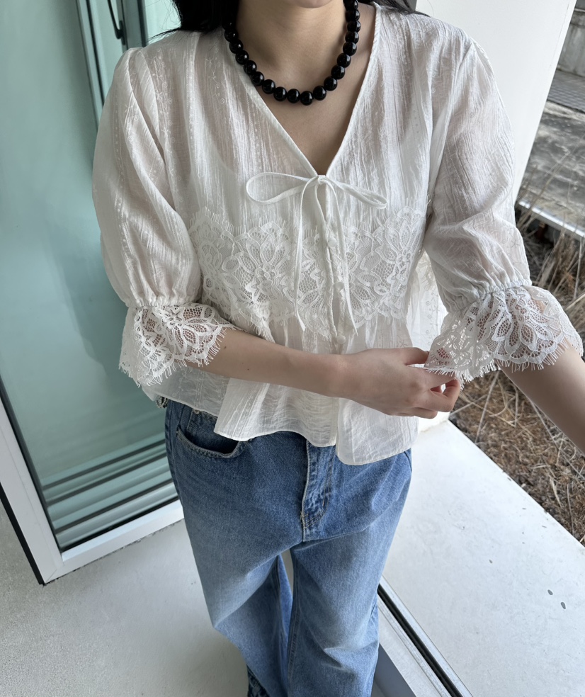 JENNY 1976韓國代購女裝新款職業休閑人氣襯衫蕾絲衫刺繡JENNY 1976襯衫/蕾絲衫