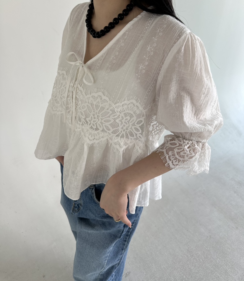 JENNY 1976韓國代購女裝新款職業休閑人氣襯衫蕾絲衫刺繡JENNY 1976襯衫/蕾絲衫