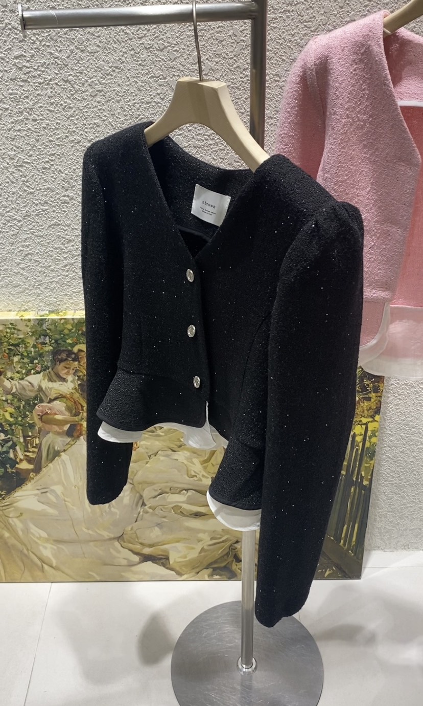 N BROWN韓國直郵實拍女士新品熱賣休閑26春夏夾克粗花呢N BROWN夾克圖色4