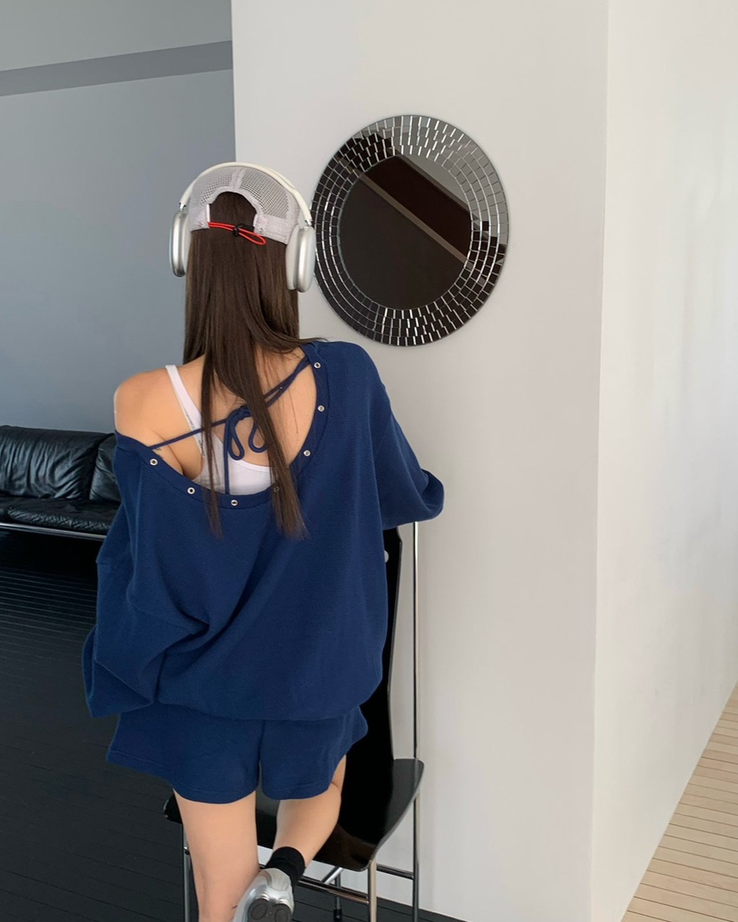 REVE CITE-L韓國直郵女士新款人氣休閑26春夏衛衣華夫格REVE CITE-L衛衣