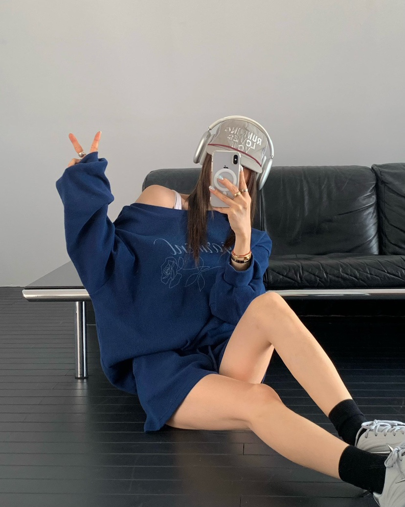 REVE CITE-L韓國直郵女士新款人氣休閑26春夏衛衣華夫格REVE CITE-L衛衣