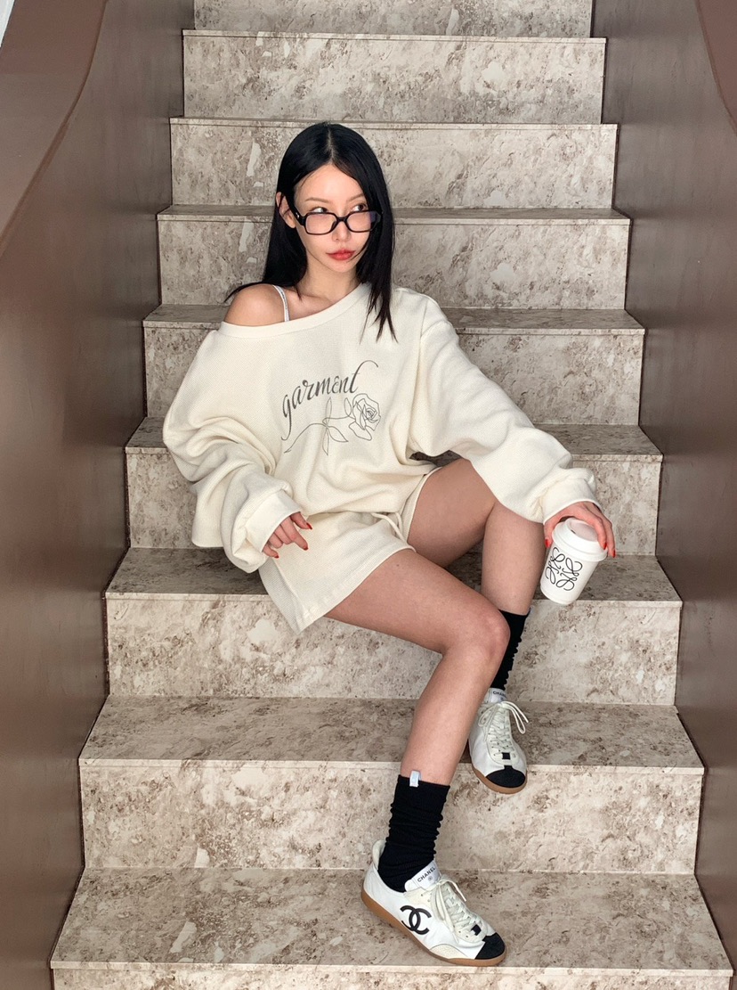 REVE CITE-L韓國直郵女士新款人氣休閑26春夏衛衣華夫格REVE CITE-L衛衣