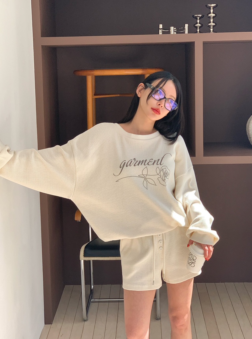 REVE CITE-L韓國直郵女士新款人氣休閑26春夏衛衣華夫格REVE CITE-L衛衣