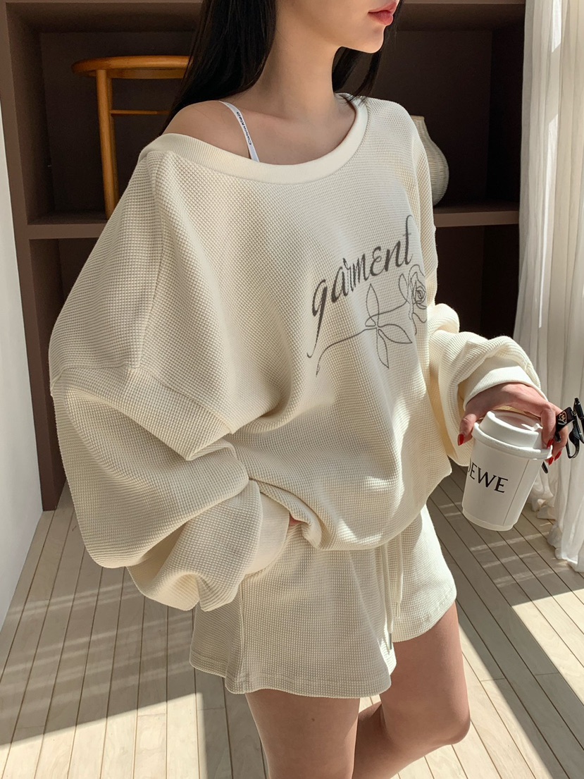 REVE CITE-L韓國直郵女士新款人氣休閑26春夏衛衣華夫格REVE CITE-L衛衣