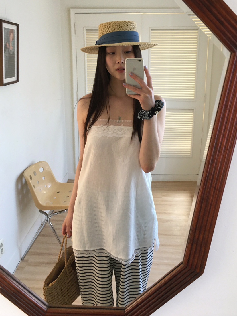 LIKEVAM韓國直郵實拍女士新品熱賣時尚職業吊帶背心亞麻長款LIKEVAM吊帶/背心