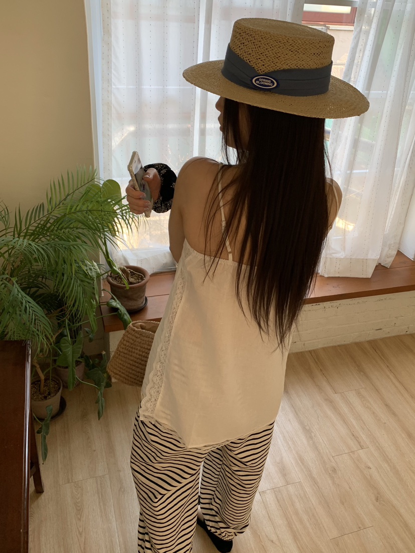 LIKEVAM韓國直郵實拍女士新品熱賣時尚職業吊帶背心亞麻長款LIKEVAM吊帶/背心