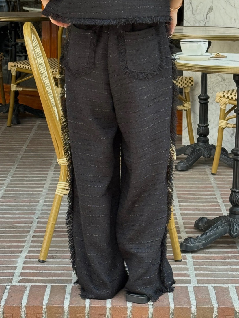 ZEROZERO韓國直郵女裝新品推薦人氣26春夏休閑褲粗花呢流蘇ZEROZERO休閑褲