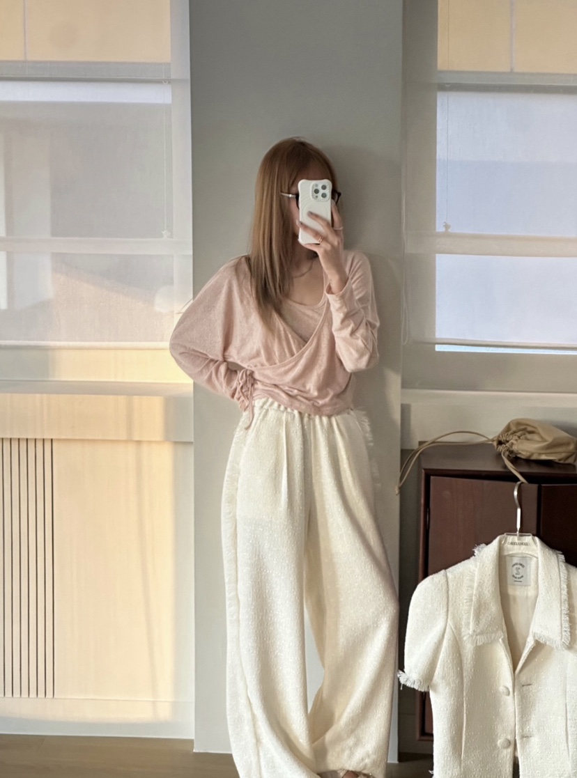 ZEROZERO韓國直郵女裝新品推薦人氣26春夏休閑褲粗花呢流蘇ZEROZERO休閑褲