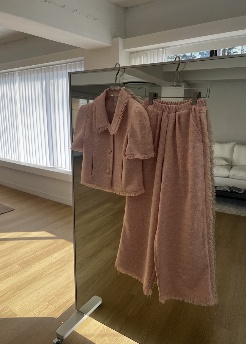 ZEROZERO韓國直郵女裝新品推薦人氣26春夏休閑褲粗花呢流蘇ZEROZERO休閑褲