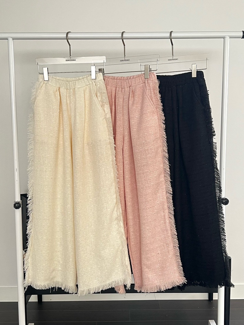 ZEROZERO韓國直郵女裝新品推薦人氣26春夏休閑褲粗花呢流蘇ZEROZERO休閑褲