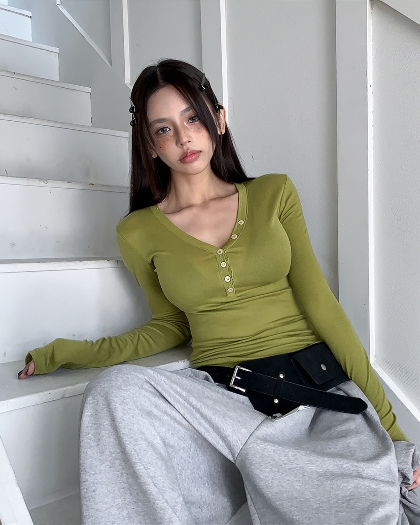 LIVE AID-P韓國東大門代購女裝新款人氣推薦休閑長袖T恤LIVE AID-P長袖T恤