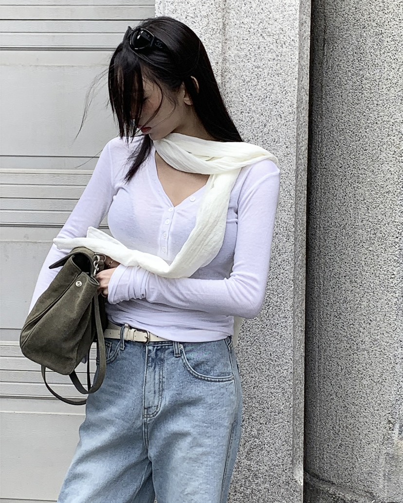 LIVE AID-P韓國東大門代購女裝新款人氣推薦休閑長袖T恤LIVE AID-P長袖T恤