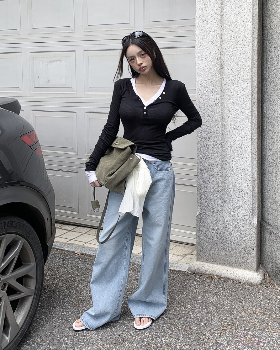 LIVE AID-P韓國東大門代購女裝新款人氣推薦休閑長袖T恤LIVE AID-P長袖T恤