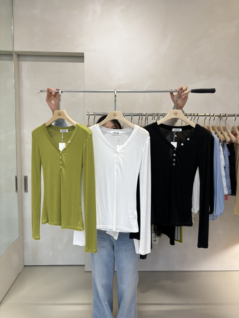 LIVE AID-P韓國東大門代購女裝新款人氣推薦休閑長袖T恤LIVE AID-P長袖T恤