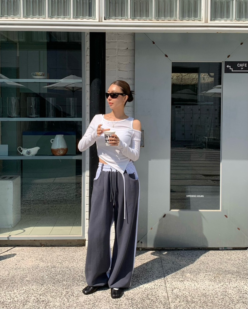 REVE CITE-L韓國東大門代購女士新品推薦26春夏休閑褲羅紋REVE CITE-L休閑褲