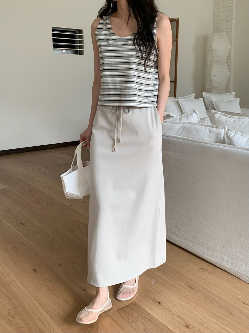 BLEECKER韓國代購女士新品休閑熱賣人氣推薦職業長裙含腰繩BLEECKER長裙