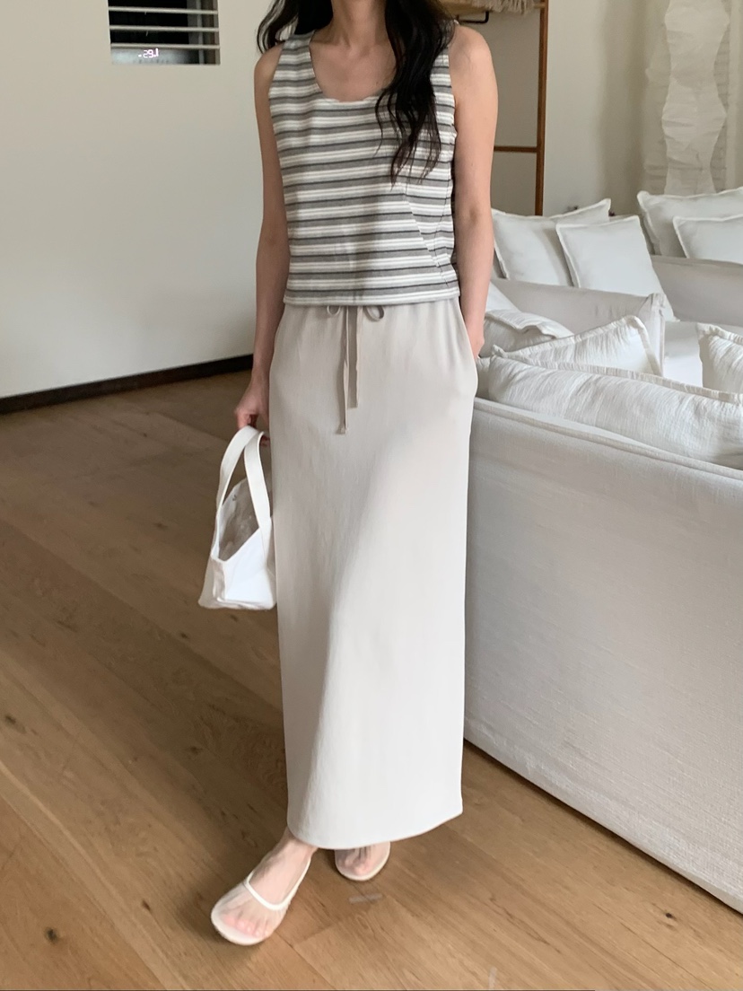 BLEECKER韓國代購女士新品休閑熱賣人氣推薦職業長裙含腰繩BLEECKER長裙