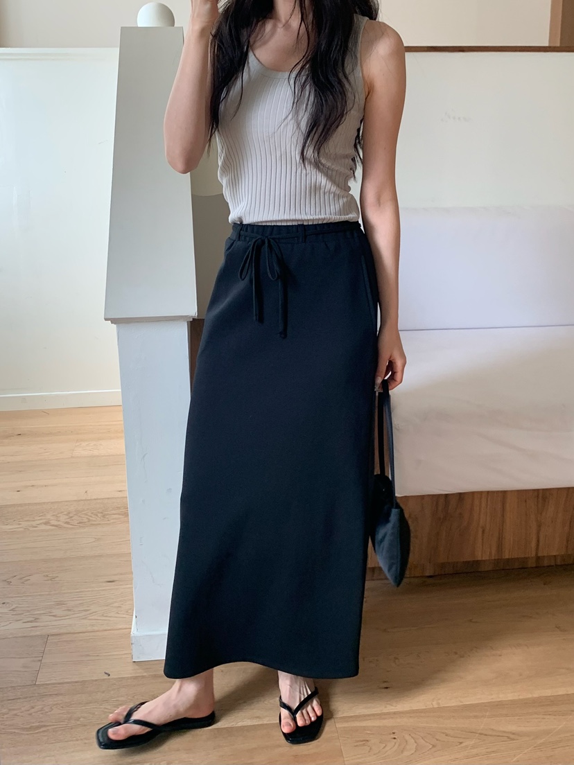 BLEECKER韓國代購女士新品休閑熱賣人氣推薦職業長裙含腰繩BLEECKER長裙