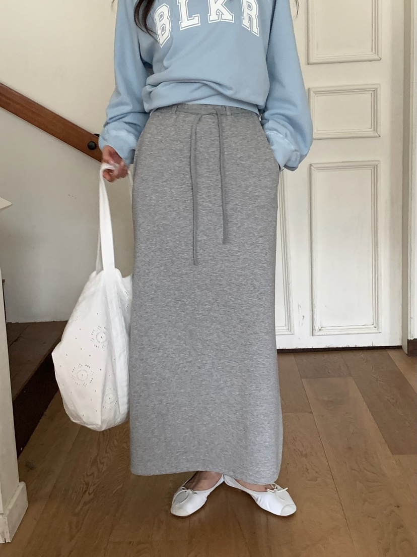 BLEECKER韓國代購女士新品休閑熱賣人氣推薦職業長裙含腰繩BLEECKER長裙