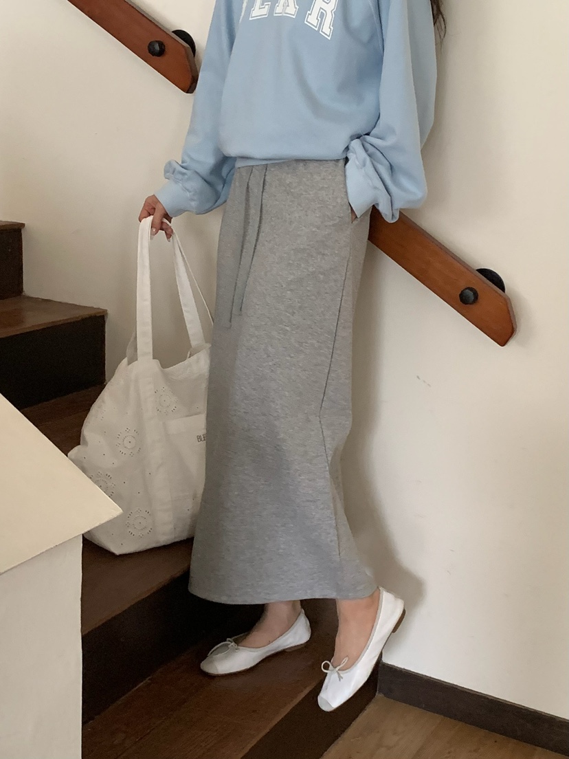 BLEECKER韓國代購女士新品休閑熱賣人氣推薦職業長裙含腰繩BLEECKER長裙