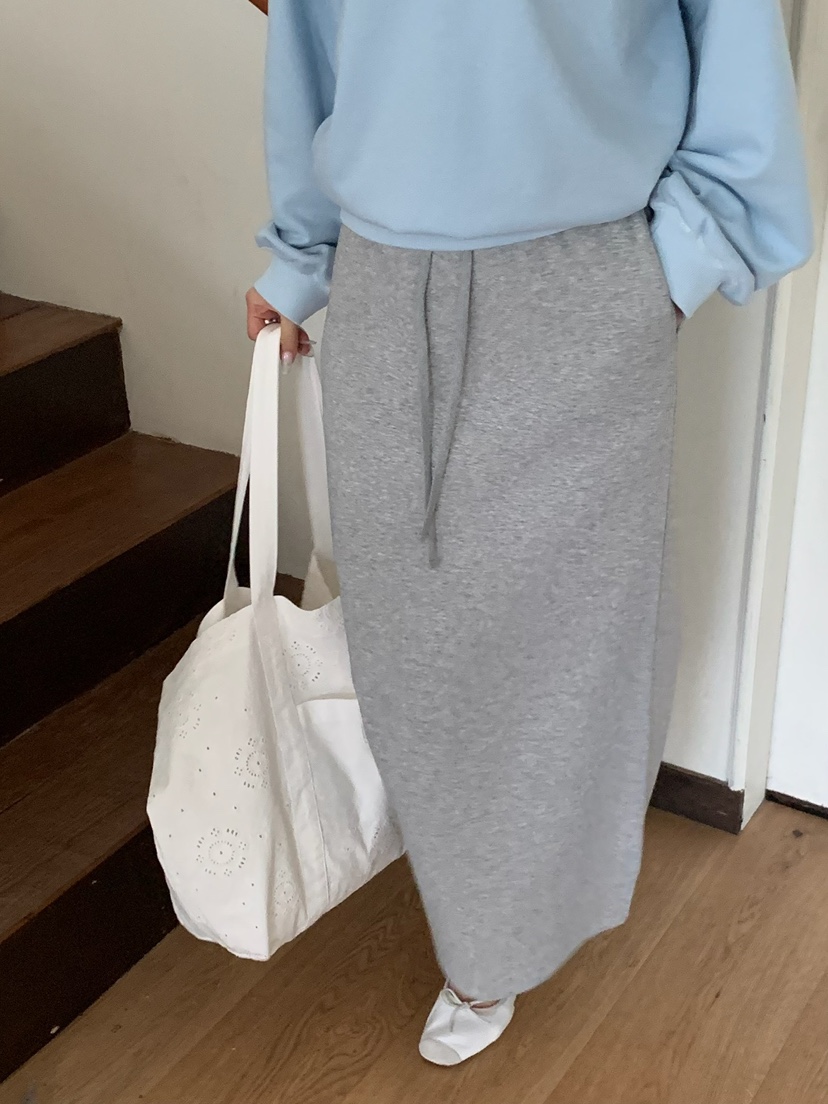 BLEECKER韓國代購女士新品休閑熱賣人氣推薦職業長裙含腰繩BLEECKER長裙