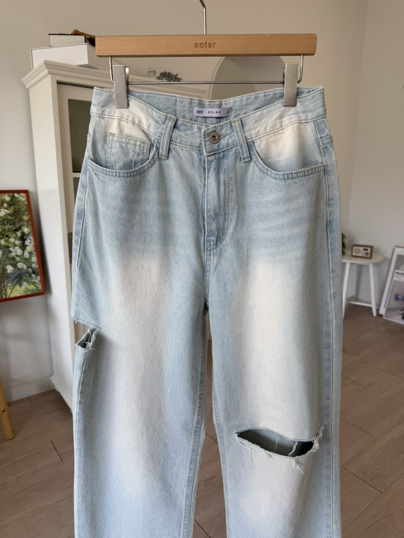 SOLAR韓國直郵實拍女士新品職業休閑人氣推薦熱賣牛仔褲復古SOLAR牛仔褲