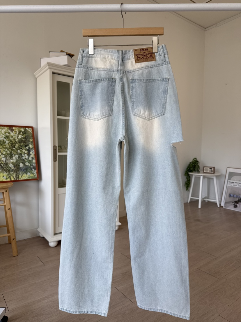 SOLAR韓國直郵實拍女士新品職業休閑人氣推薦熱賣牛仔褲復古SOLAR牛仔褲