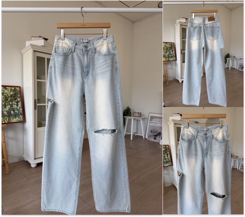 SOLAR韓國直郵實拍女士新品職業休閑人氣推薦熱賣牛仔褲復古SOLAR牛仔褲