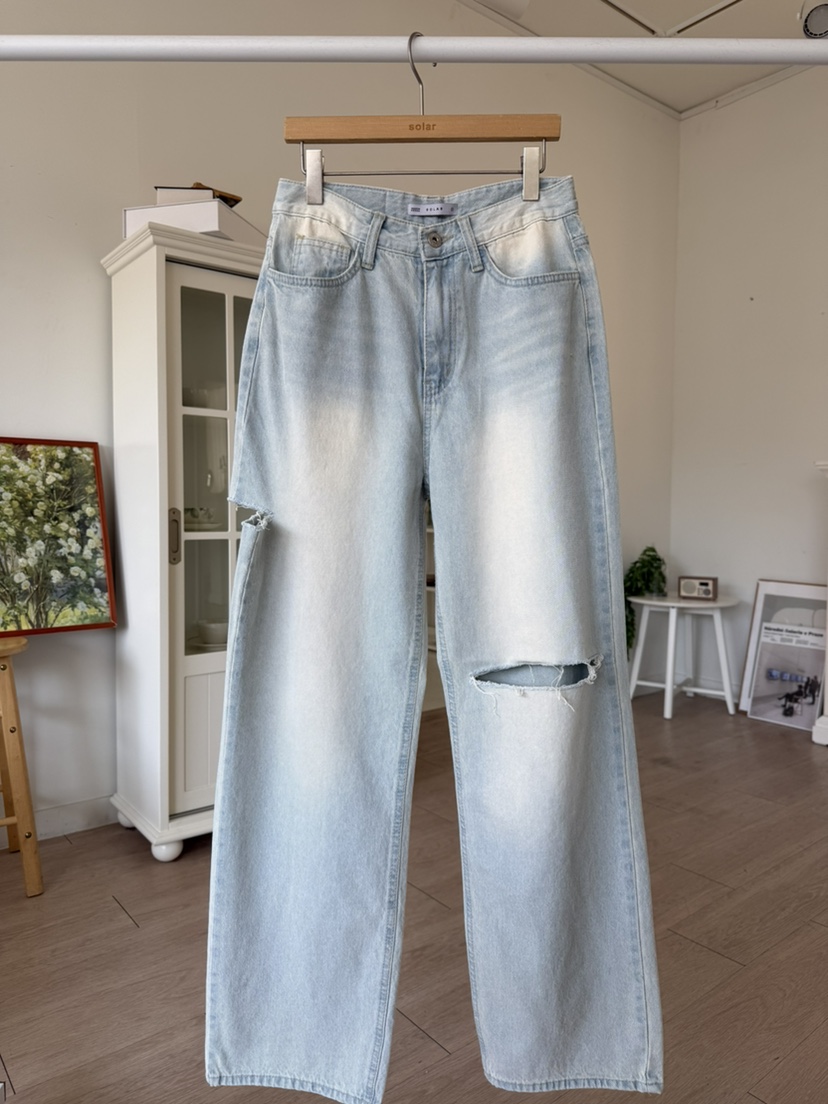 SOLAR韓國直郵實拍女士新品職業休閑人氣推薦熱賣牛仔褲復古SOLAR牛仔褲圖色1