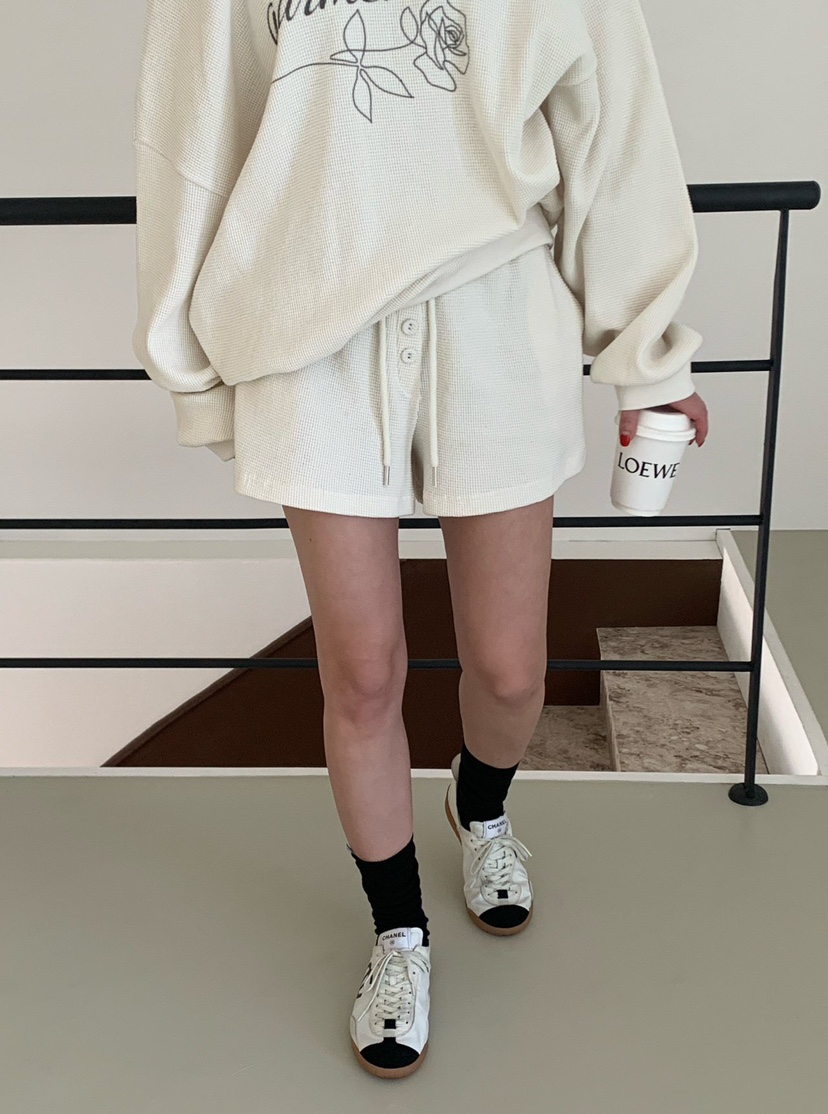 REVE CITE-L韓國代購女士新品推薦休閑26春夏短褲華夫格紐扣REVE CITE-L短褲