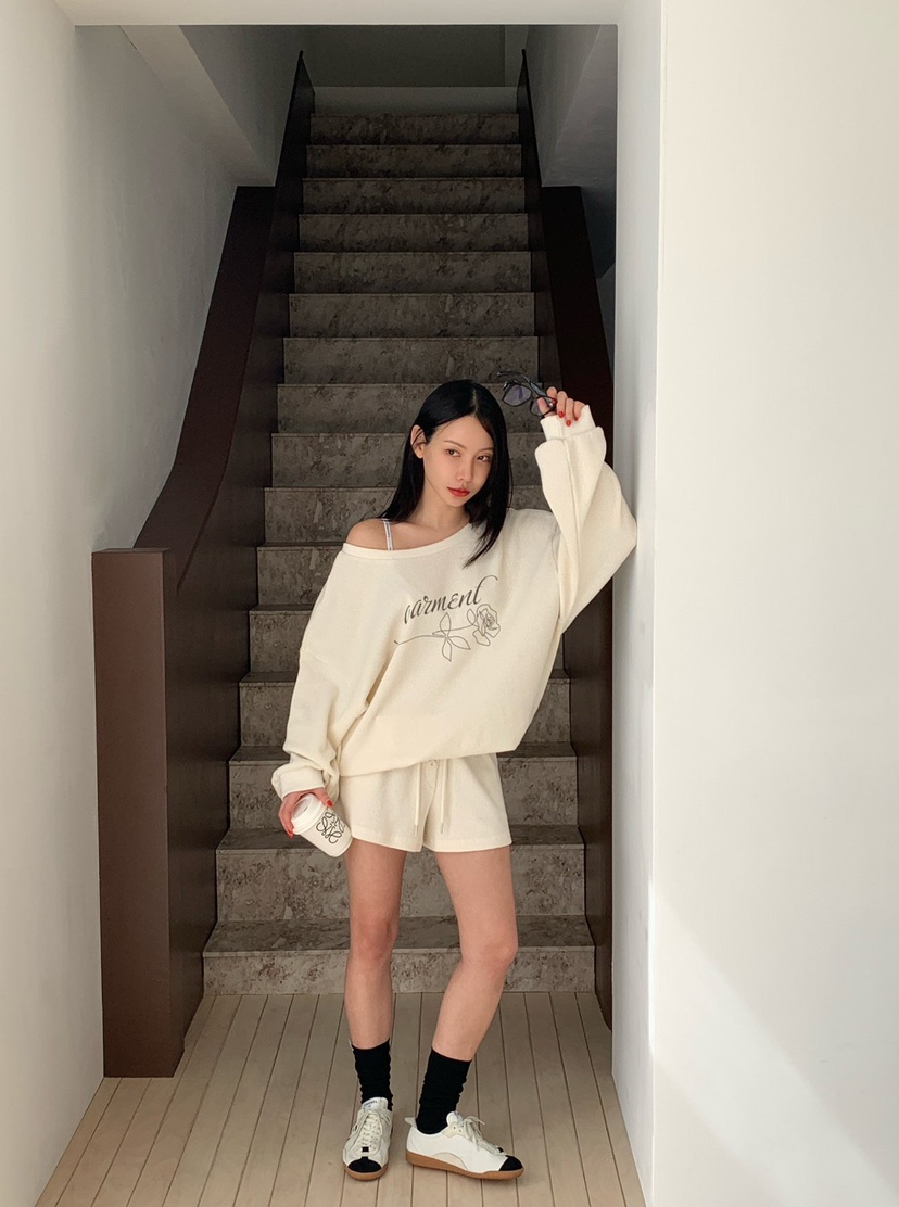 REVE CITE-L韓國代購女士新品推薦休閑26春夏短褲華夫格紐扣REVE CITE-L短褲