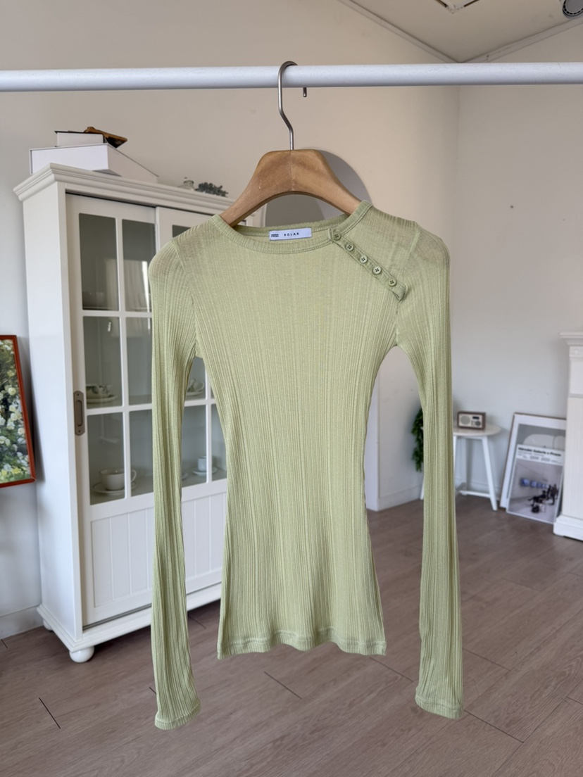 SOLAR韓國直郵女裝新品時尚26春夏職業推薦熱賣長袖T恤紐扣SOLAR長袖T恤圖色1