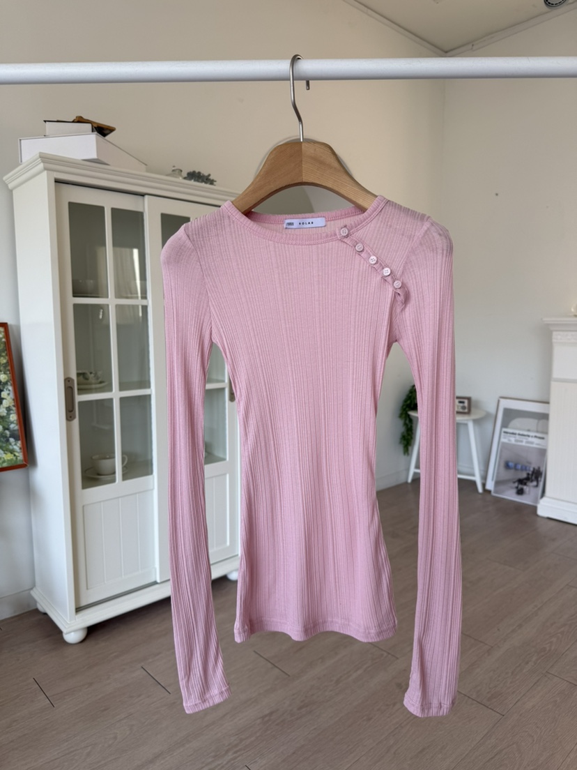 SOLAR韓國直郵女裝新品時尚26春夏職業推薦熱賣長袖T恤紐扣SOLAR長袖T恤圖色3