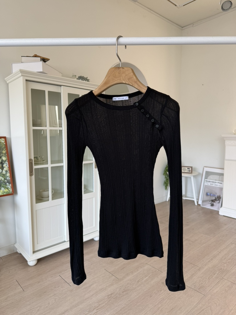 SOLAR韓國直郵女裝新品時尚26春夏職業推薦熱賣長袖T恤紐扣SOLAR長袖T恤圖色4