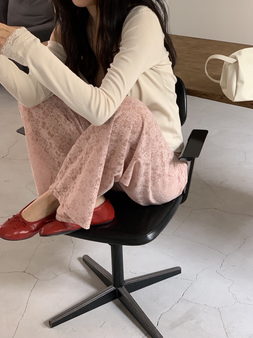 SUNDER MARKET韓國東大門直郵女裝新品26春夏休閑褲蕾絲長款SUNDER MARKET休閑褲