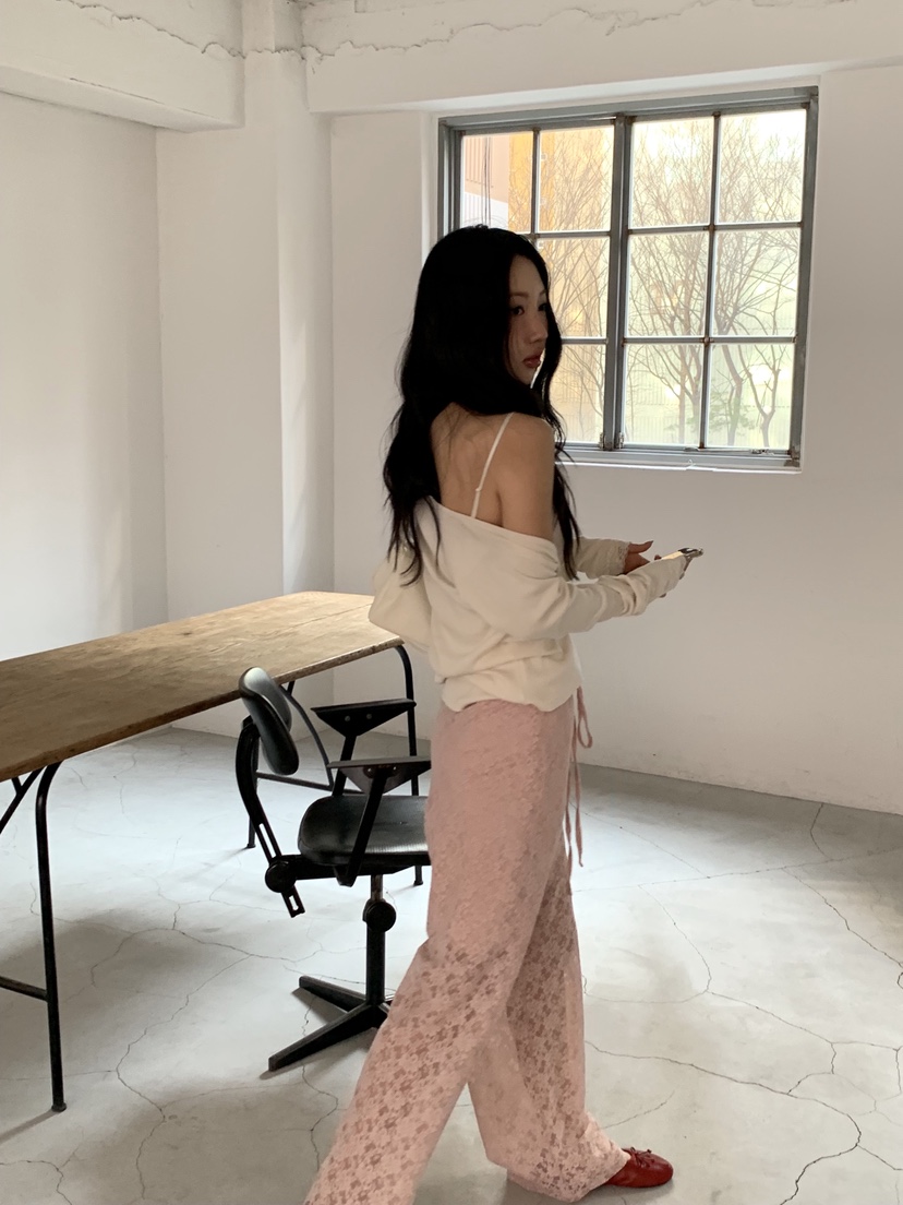 SUNDER MARKET韓國東大門直郵女裝新品26春夏休閑褲蕾絲長款SUNDER MARKET休閑褲