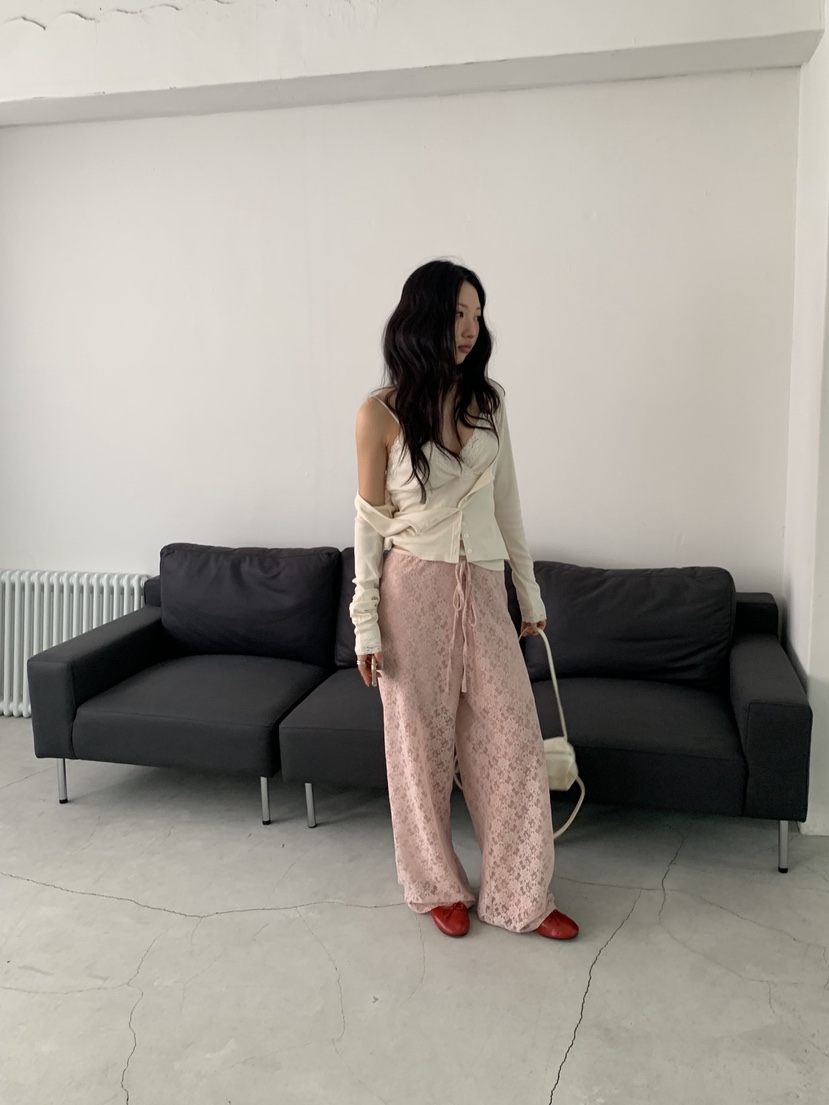 SUNDER MARKET韓國東大門直郵女裝新品26春夏休閑褲蕾絲長款SUNDER MARKET休閑褲