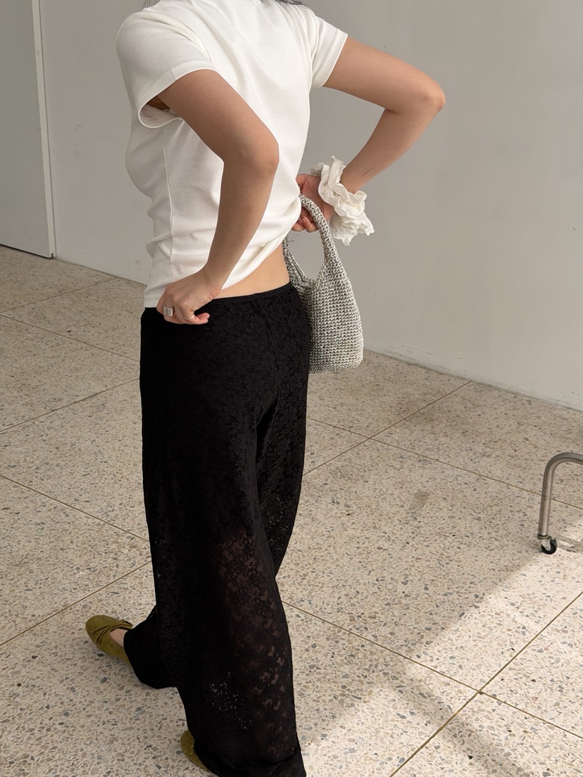 SUNDER MARKET韓國東大門直郵女裝新品26春夏休閑褲蕾絲長款SUNDER MARKET休閑褲